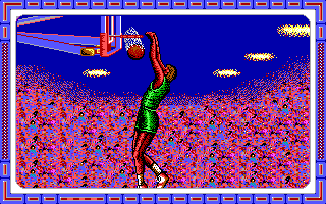 Double Dribble IBM PC/Compatibles Screenshot: Slam dunk!