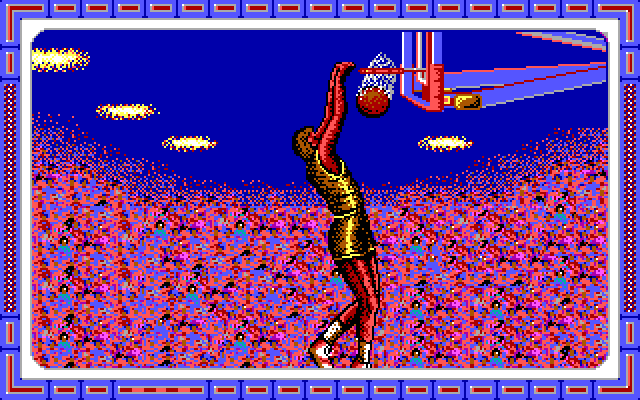 Double Dribble IBM PC/Compatibles Screenshot: He scores!