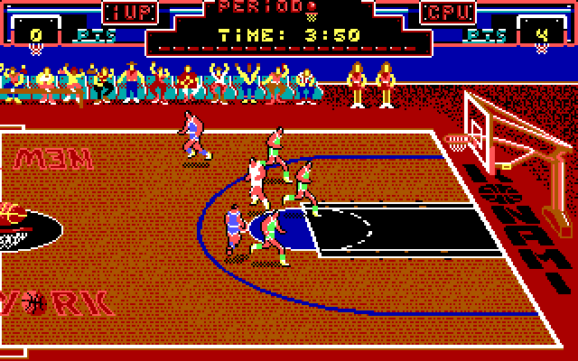 Double Dribble IBM PC/Compatibles Screenshot: Attempting to score...