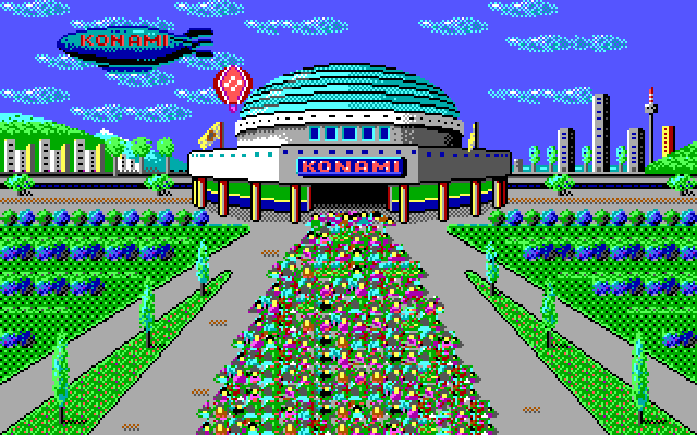 Double Dribble IBM PC/Compatibles Screenshot: The crowd runs to the stadium...