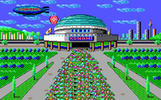Double Dribble for IBM PC/Compatibles - The crowd runs to the stadium...