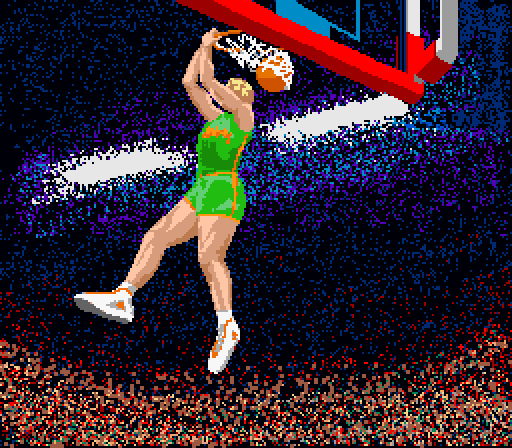 Double Dribble Arcade Screenshot: The green team scores!