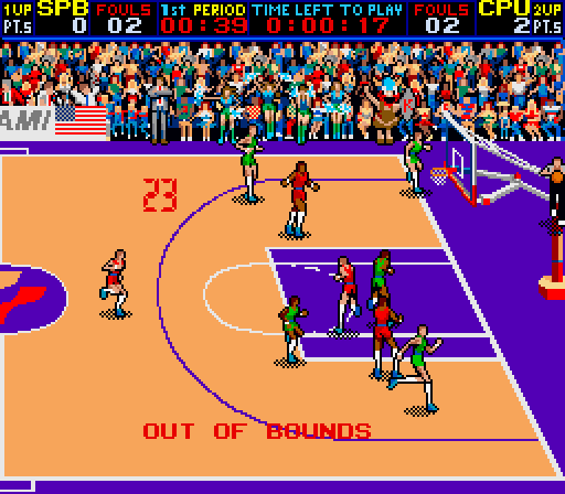 Double Dribble Arcade Screenshot: Out of bounds!