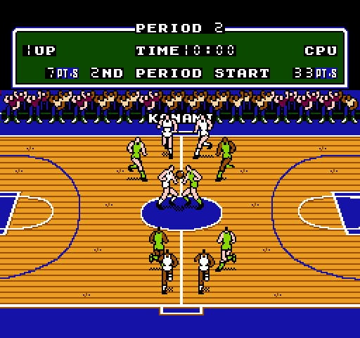 Double Dribble NES / Famicom Screenshot: Second period start.