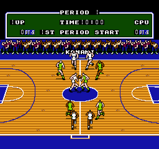Double Dribble NES / Famicom Screenshot: First period start.