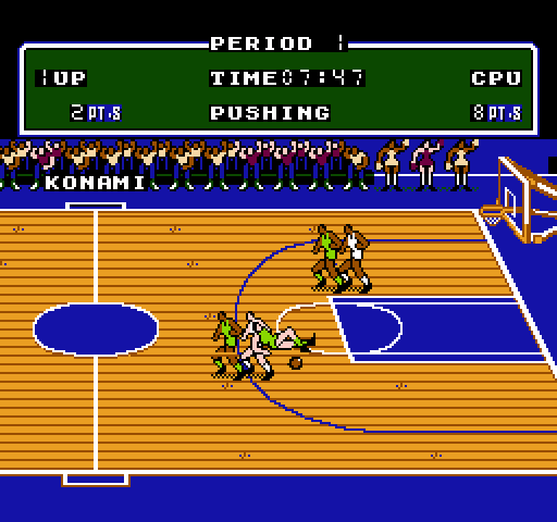Double Dribble NES / Famicom Screenshot: Penalty for pushing!