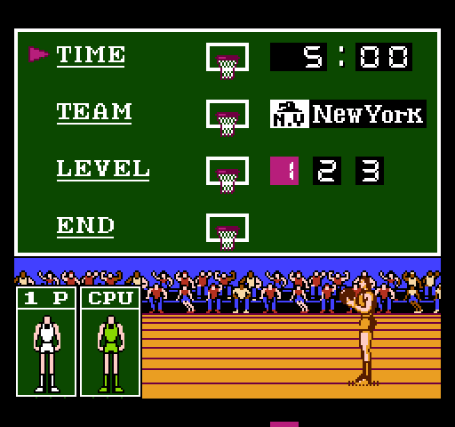 Double Dribble NES / Famicom Screenshot: Setup some game options...