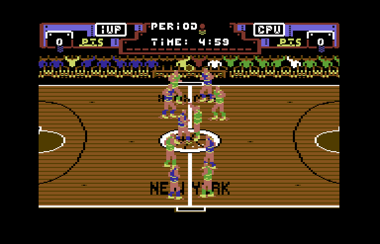 Double Dribble Commodore 64 Screenshot: The game begins!