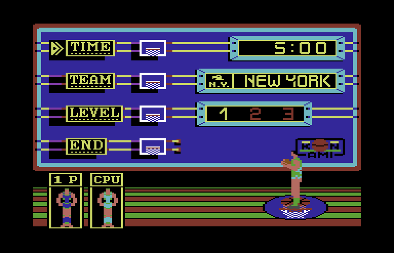 Double Dribble Commodore 64 Screenshot: Select a few game options...