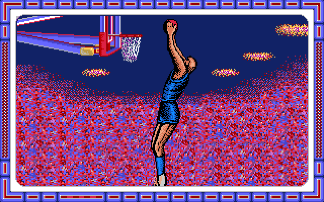 Double Dribble Amiga Screenshot: Slam dunk again!
