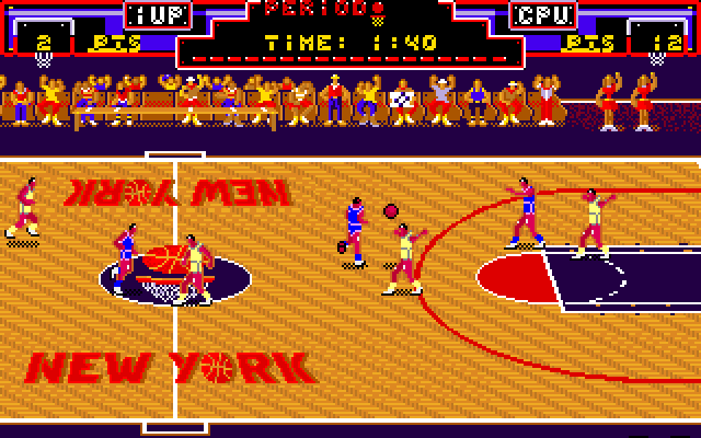 Double Dribble Amiga Screenshot: Players chasing the ball...