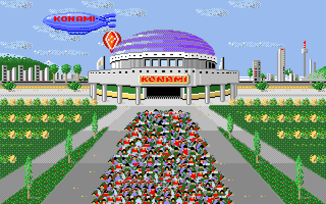Double Dribble Amiga Screenshot: The crowd enters the stadium...