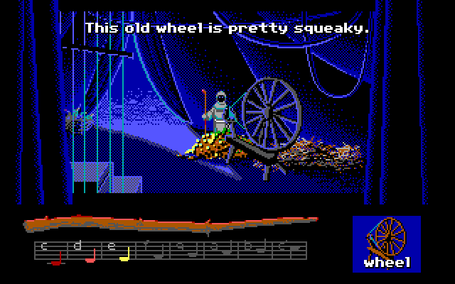 Loom IBM PC/Compatibles Screenshot: Learn by examining objects...