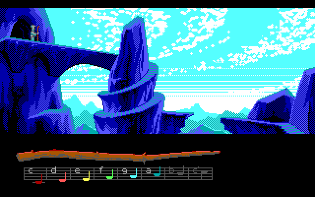 Loom IBM PC/Compatibles Screenshot: Hmm, how can I untwist these stairs?