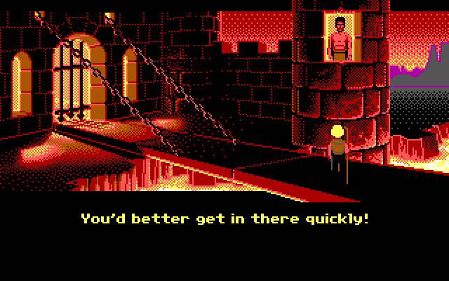 Loom IBM PC/Compatibles Screenshot: Enter the guild in disguise...