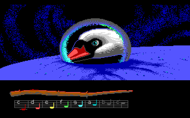 Loom IBM PC/Compatibles Screenshot: Another crystal provides some clues...