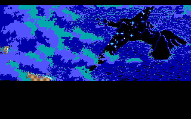 Loom IBM PC/Compatibles Screenshot: A rift opens and almost destroys the island!