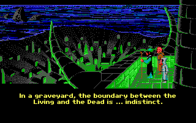 Loom IBM PC/Compatibles Screenshot: The bishop reveals his evil plot...