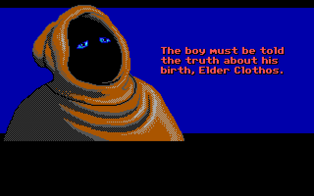 Loom IBM PC/Compatibles Screenshot: A cutscene provides a little more background story...
