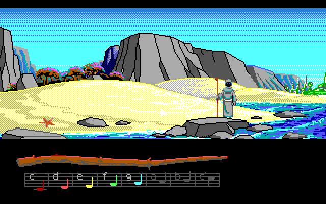 Loom IBM PC/Compatibles Screenshot: Arrived at a new island...