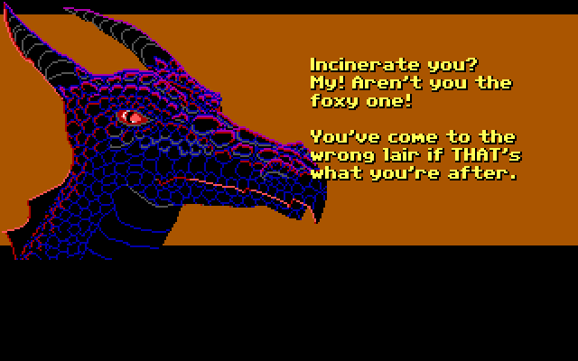 Loom IBM PC/Compatibles Screenshot: This dragon doesn't like fire...
