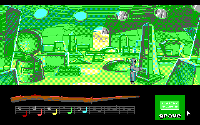Loom IBM PC/Compatibles Screenshot: A crystal city!