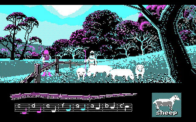 Loom IBM PC/Compatibles Screenshot: Found some sheep...