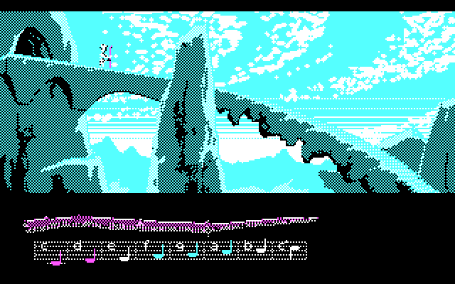 Loom IBM PC/Compatibles Screenshot: Walking down a staircase...