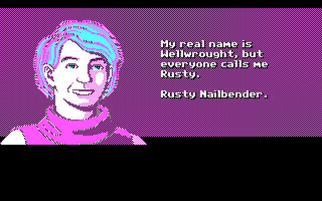 Loom IBM PC/Compatibles Screenshot: Introducing Rusty Nailbender...