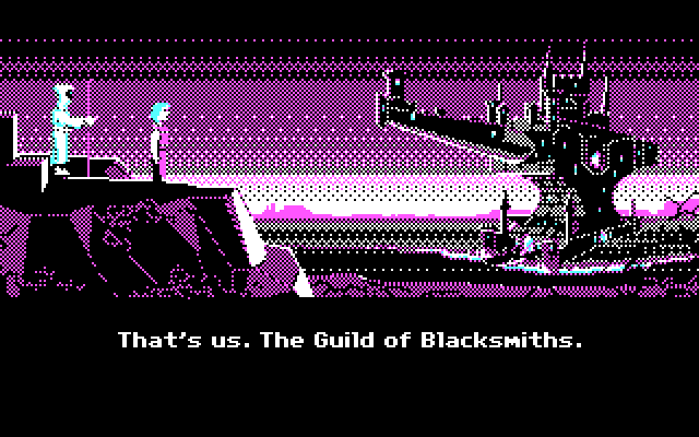 Loom IBM PC/Compatibles Screenshot: This is the Guild of Blacksmiths.