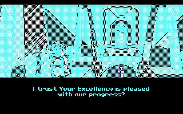 Loom IBM PC/Compatibles Screenshot: Listening in on a conversation...