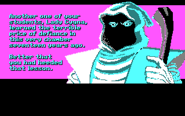 Loom IBM PC/Compatibles Screenshot: The Elders are not impressed...