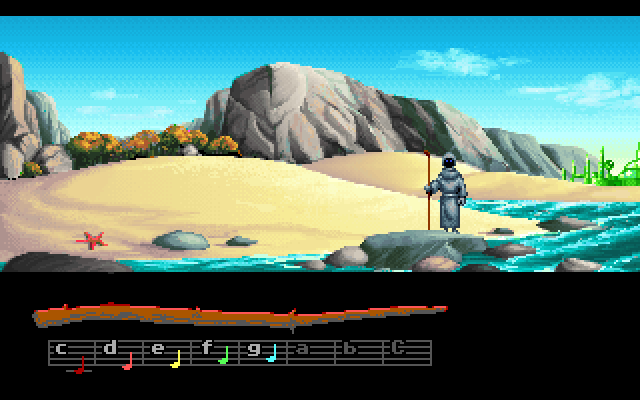 Loom IBM PC/Compatibles Screenshot: Arrived on another island...