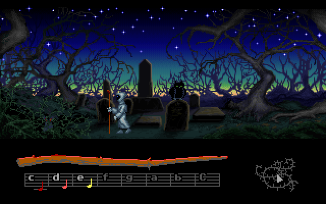 Loom IBM PC/Compatibles Screenshot: The graveyard on Loom Island.