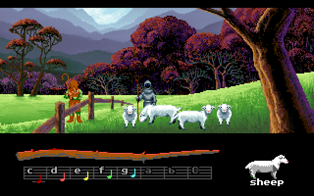 Loom IBM PC/Compatibles Screenshot: Found some sheep.