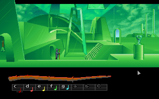 Loom IBM PC/Compatibles Screenshot: There are a number of stairs and paths to follow here...