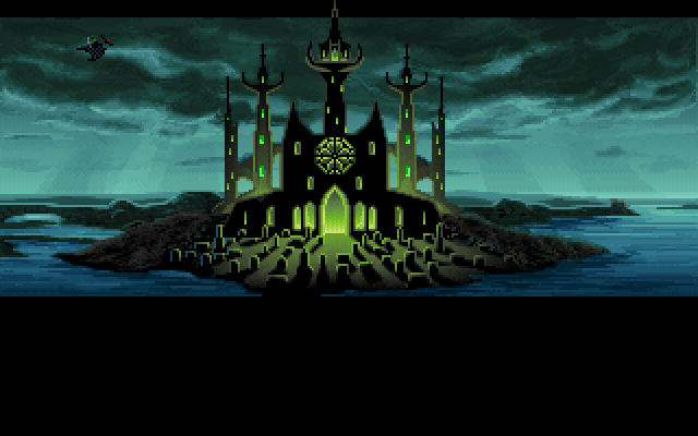 Loom IBM PC/Compatibles Screenshot: Arriving at The Conclave...