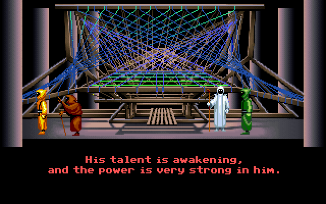 Loom IBM PC/Compatibles Screenshot: The CD-ROM version omits some of the closeup views found in the original game.