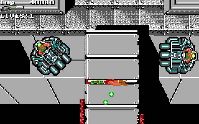Super Contra IBM PC/Compatibles Screenshot: Don't get caught in the crossfire...