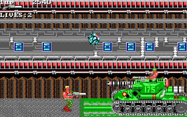 Super Contra IBM PC/Compatibles Screenshot: A large tank appears!