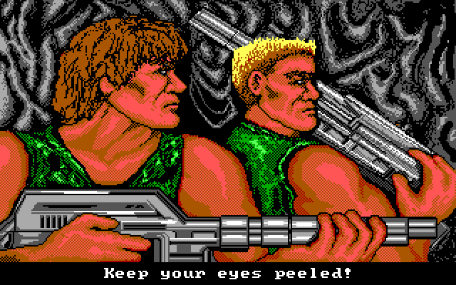 Super Contra IBM PC/Compatibles Screenshot: Our two heros...