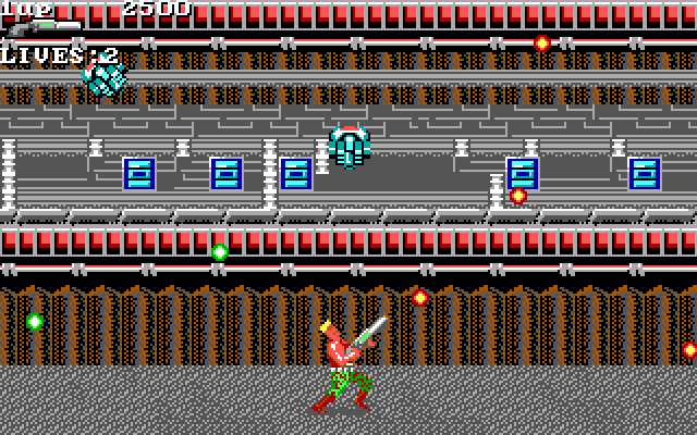 Super Contra IBM PC/Compatibles Screenshot: Watch out for attacks from above...