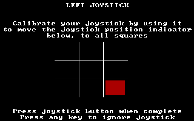 Super Contra IBM PC/Compatibles Screenshot: Joystick calibration.