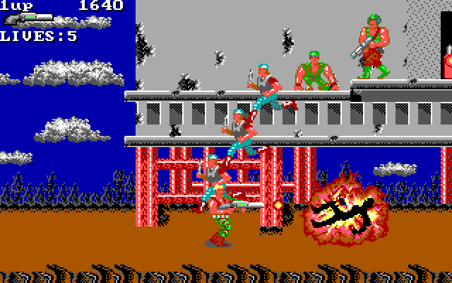 Super Contra IBM PC/Compatibles Screenshot: It's an all out attack!