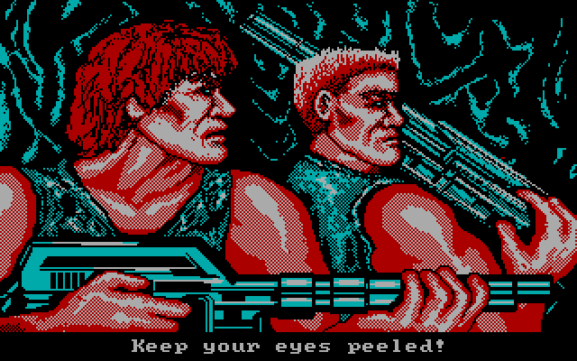 Super Contra IBM PC/Compatibles Screenshot: Our two heros.