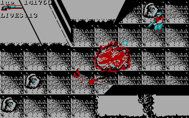 Super Contra IBM PC/Compatibles Screenshot: Ouch, I'm hit!