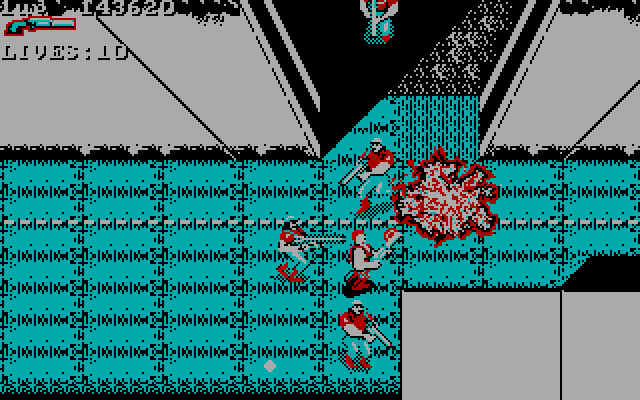 Super Contra IBM PC/Compatibles Screenshot: Battling my way through a narrow passage...