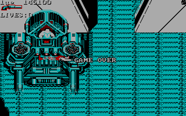 Super Contra IBM PC/Compatibles Screenshot: Game over.