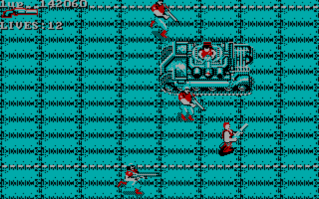 Super Contra IBM PC/Compatibles Screenshot: You can attempt to destroy these tanks, or just avoid them...