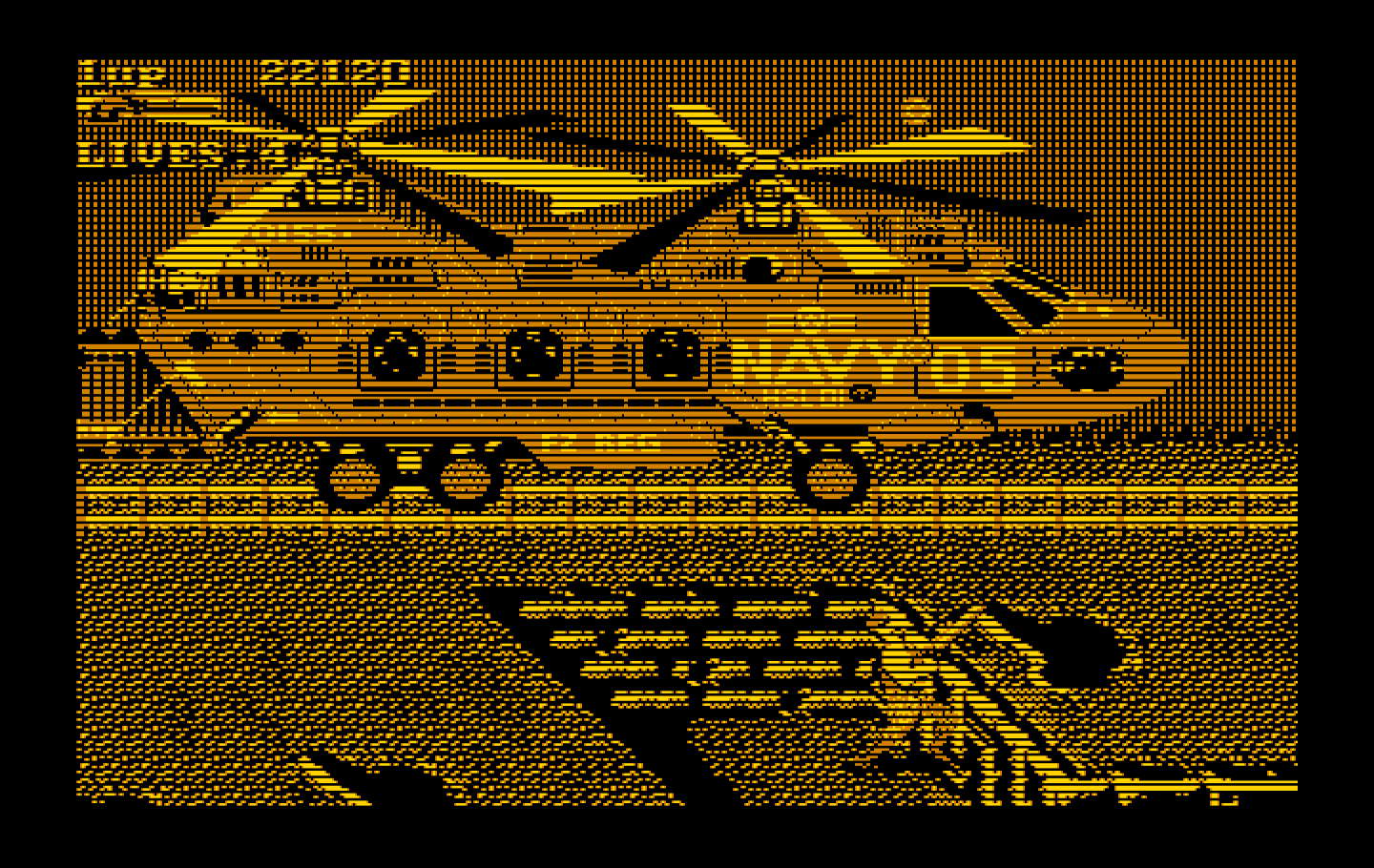 Super Contra IBM PC/Compatibles Screenshot: A very large helicopter arrives...